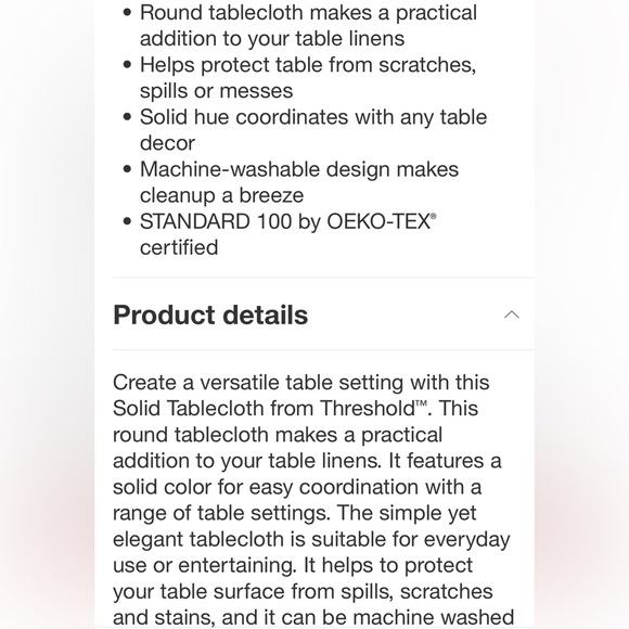 THRESHOLD NWT solid tablecloth -natural -84x60 - Picture 3 of 5